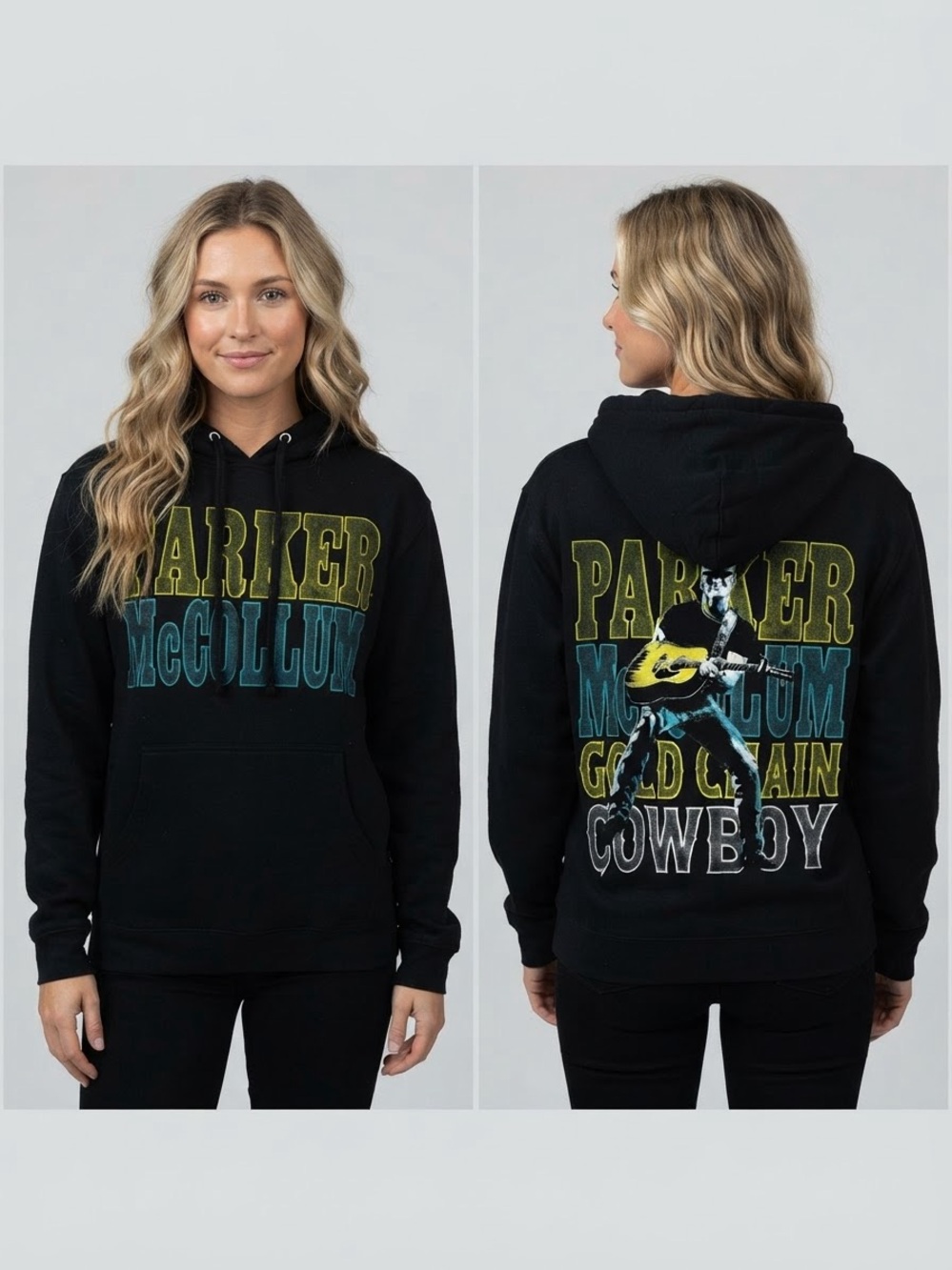 Official Parker McCollum "Gold Chain Cowboy" Tour Hoodie - Black - Size Medium